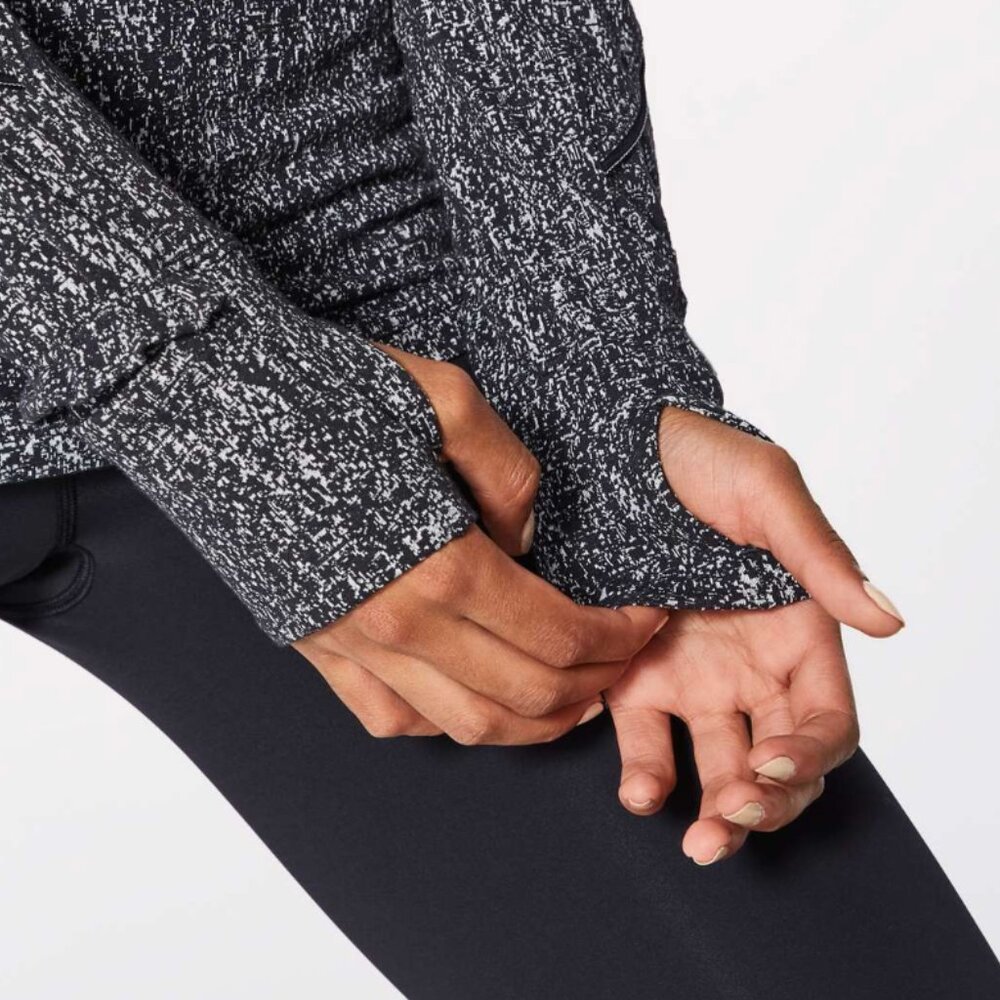 Lululemon Extra Mile Long Sleeve Running Luon Suited Jacquard Black White Size 4 - Picture 7 of 14